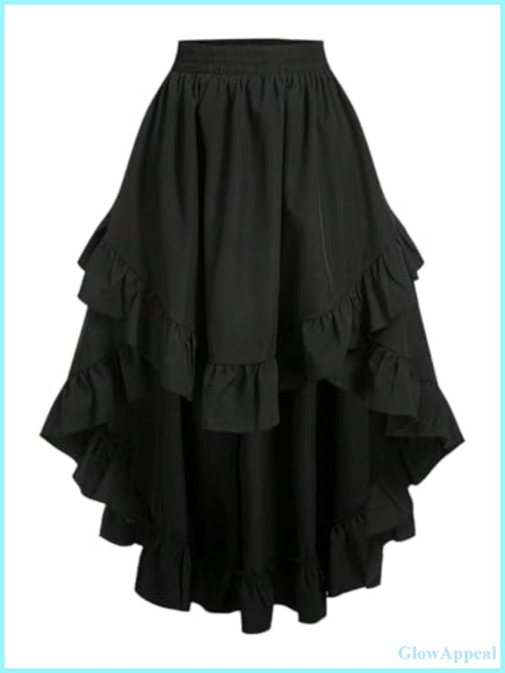 Plus Size Ruffle Hem High Low Asymmetrical Midi Skirt Elastic Waist